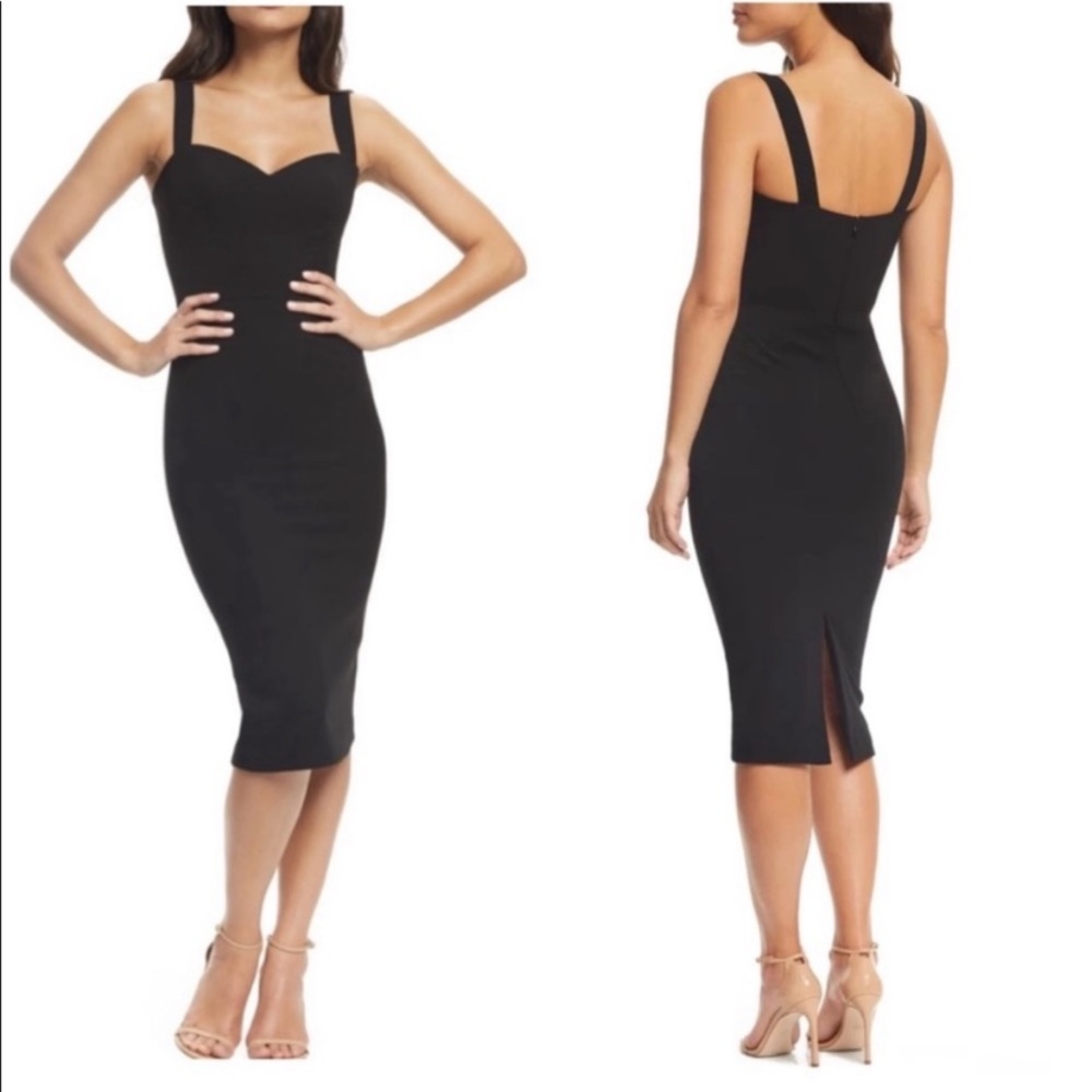 New Dress the Population Nicole black midi dress S
